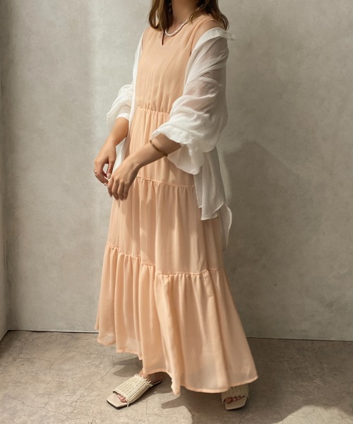 apres jour clair（アプレジュールクレア）の「【apres jour clair】楊柳ティアードワンピース【ZOZOTOWN限定アイテム】（ワンピース・レディース・ベージュ/オレンジ/アイボリー/ブラウン系その他・X-LARGE/フリー）」の10枚目の写真