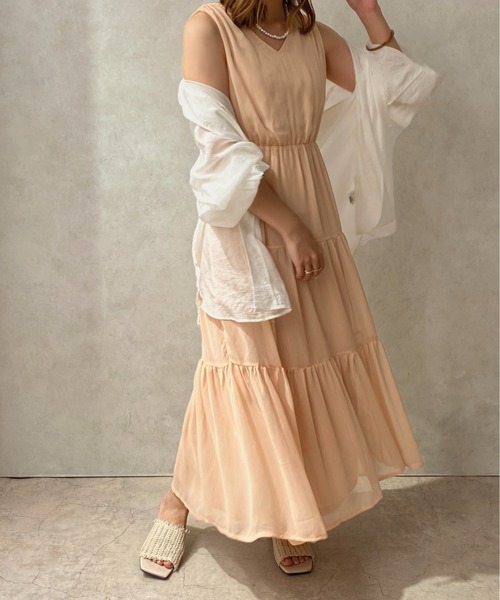 apres jour clair（アプレジュールクレア）の「【apres jour clair】楊柳ティアードワンピース【ZOZOTOWN限定アイテム】（ワンピース・レディース・ベージュ/オレンジ/アイボリー/ブラウン系その他・X-LARGE/フリー）」の11枚目の写真