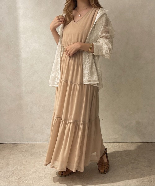 apres jour clair（アプレジュールクレア）の「【apres jour clair】楊柳ティアードワンピース【ZOZOTOWN限定アイテム】（ワンピース・レディース・ベージュ/オレンジ/アイボリー/ブラウン系その他・X-LARGE/フリー）」の8枚目の写真