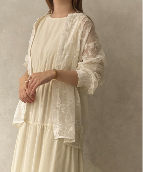 apres jour clair（アプレジュールクレア）の「【apres jour clair】楊柳ティアードワンピース【ZOZOTOWN限定アイテム】（ワンピース・レディース・ベージュ/オレンジ/アイボリー/ブラウン系その他・X-LARGE/フリー）」の5枚目の写真