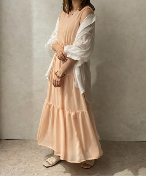 apres jour clair（アプレジュールクレア）の「【apres jour clair】楊柳ティアードワンピース【ZOZOTOWN限定アイテム】（ワンピース・レディース・ベージュ/オレンジ/アイボリー/ブラウン系その他・X-LARGE/フリー）」の14枚目の写真