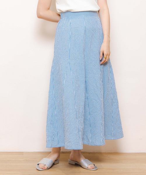 flower（フラワー）の「サマリーチェックスカート（スカート・レディース・ブラック/ブルー・FREE）」の2枚目の写真