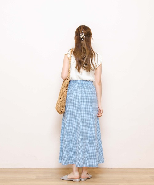 flower（フラワー）の「サマリーチェックスカート（スカート・レディース・ブラック/ブルー・FREE）」の6枚目の写真