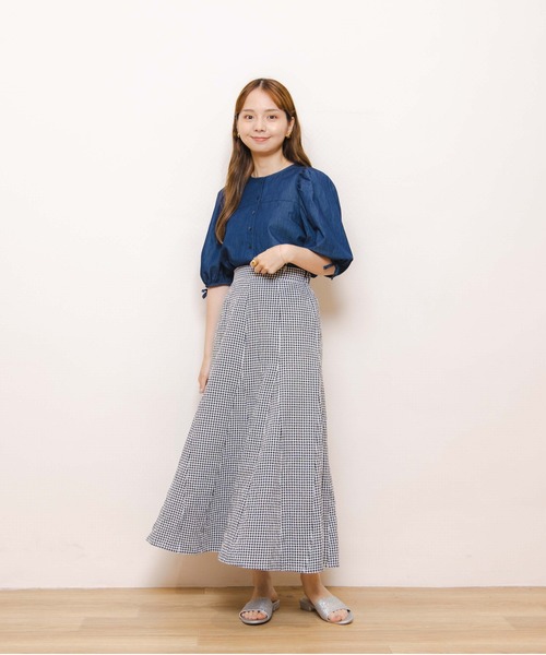 flower（フラワー）の「サマリーチェックスカート（スカート・レディース・ブラック/ブルー・FREE）」の15枚目の写真