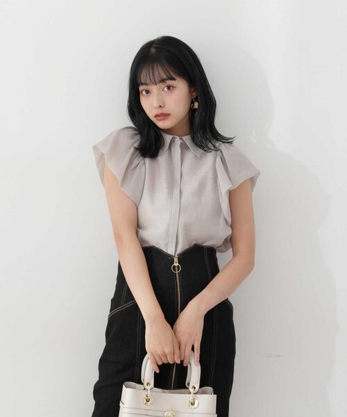 PROPORTION BODY DRESSING（プロポーションボディドレッシング）の「＜Ｅ＞バルーンスリーブラッフルブラウス / 1212217801（シャツ/ブラウス・レディース・グレー/オレンジ・FREE）」の17枚目の写真