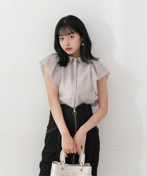 PROPORTION BODY DRESSING（プロポーションボディドレッシング）の「＜Ｅ＞バルーンスリーブラッフルブラウス / 1212217801（シャツ/ブラウス・レディース・グレー/オレンジ・FREE）」の7枚目の写真