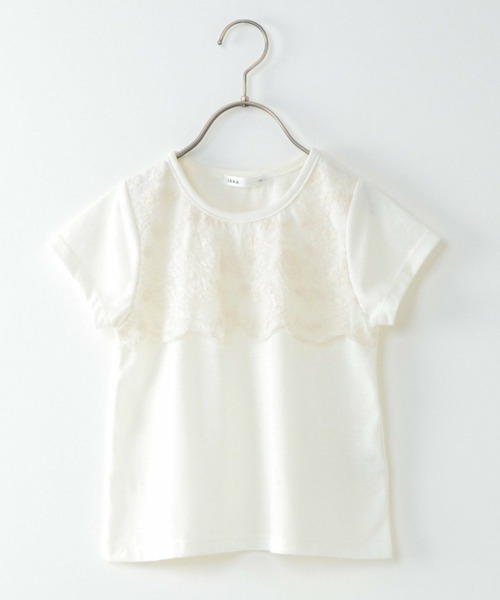 ikka(イッカ)の「【キッズ】フロントレースフラシT(100~160cm)(Tシャツ/カットソー・キッズ・ライム/オフホワイト・160/120/130/140/110/150/100)」の2枚目の写真