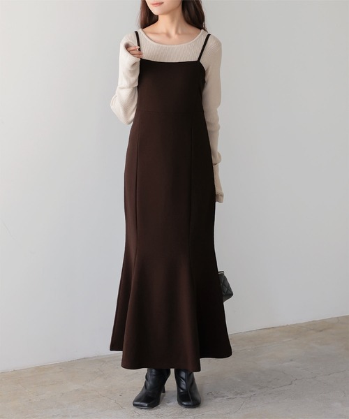 KOBE LETTUCE（コウベレタス）の「カットジョーゼットストレートキャミソールワンピース（ワンピース・レディース・ブラック/グリーン/モカ/ブラック系/ブラウン系/グリーン系/ブラウン系2/ブラウン系1/ネイビー系/ネイビー/ブラウン系3/ブラック系1/グリーン系1/ネイビー系1/ピンク系/チャコール/ピンク系1/ホワイト系1/グレー系/ホワイト系2/ブルー系1/グレー系1/ピンク系2/ホワイト系/ライトブルー/ブルー系/ブラウン系4・1/2/3）」の14枚目の写真