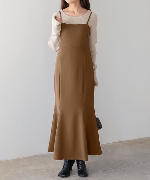 KOBE LETTUCE（コウベレタス）の「カットジョーゼットストレートキャミソールワンピース（ワンピース・レディース・ブラック/グリーン/モカ/ブラック系/ブラウン系/グリーン系/ブラウン系2/ブラウン系1/ネイビー系/ネイビー/ブラウン系3/ブラック系1/グリーン系1/ネイビー系1/ピンク系/チャコール/ピンク系1/ホワイト系1/グレー系/ホワイト系2/ブルー系1/グレー系1/ピンク系2/ホワイト系/ライトブルー/ブルー系/ブラウン系4・1/2/3）」の15枚目の写真