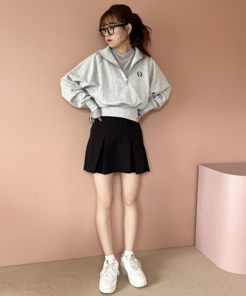 one after another NICE CLAUP（ワンアフターアナザーナイスクラップ）の「ベルト付きプリーツミニスカート（スカート・レディース・ブラック/ブラウン/ベージュ/ケミカルウォッシュ・FREE）」の18枚目の写真