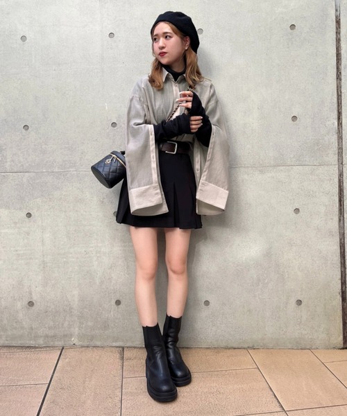 one after another NICE CLAUP（ワンアフターアナザーナイスクラップ）の「ベルト付きプリーツミニスカート（スカート・レディース・ブラック/ブラウン/ベージュ/ケミカルウォッシュ・FREE）」の21枚目の写真