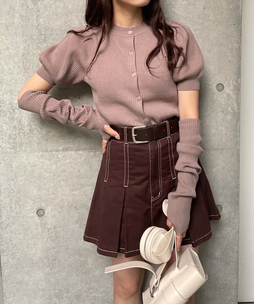 one after another NICE CLAUP（ワンアフターアナザーナイスクラップ）の「ベルト付きプリーツミニスカート（スカート・レディース・ブラック/ブラウン/ベージュ/ケミカルウォッシュ・FREE）」の15枚目の写真