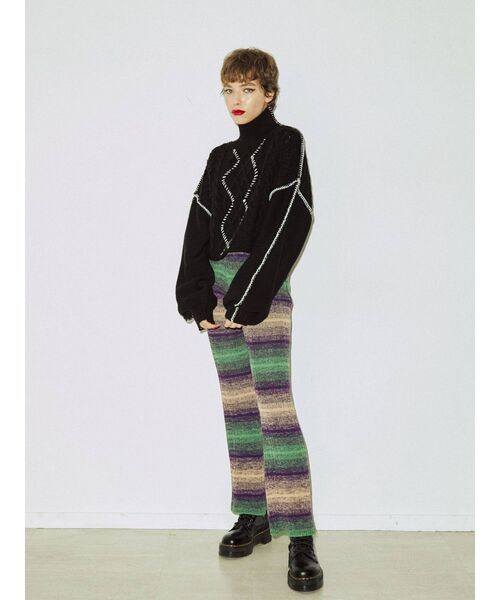 jouetie（ジュエティ）の「クロップドステッチニット（ニット/セーター・レディース・オレンジ/ブラック/ブルー/グリーン・MEDIUM）」の9枚目の写真