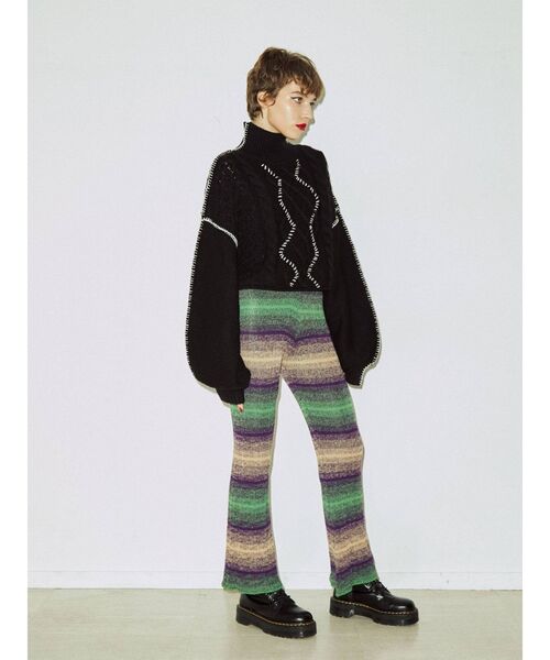 jouetie（ジュエティ）の「クロップドステッチニット（ニット/セーター・レディース・オレンジ/ブラック/ブルー/グリーン・MEDIUM）」の10枚目の写真