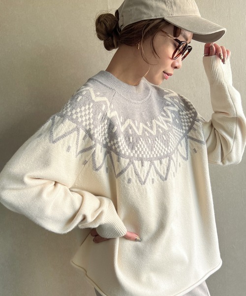 machatt フェアアイルニット（ベージュ） MACHATTマチャット／フェアアイルニット／ベージュ／