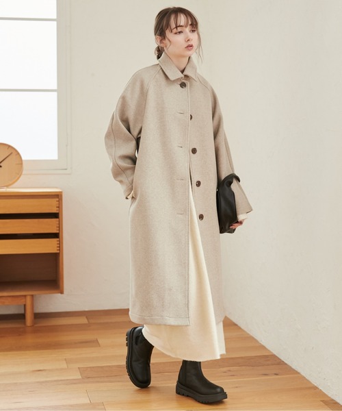 ANGIE（アンジー）の「ウールライクステンカラーコート（ステンカラーコート・レディース・ブラック/杢グレー/ライトベージュ・FREE）」の11枚目の写真
