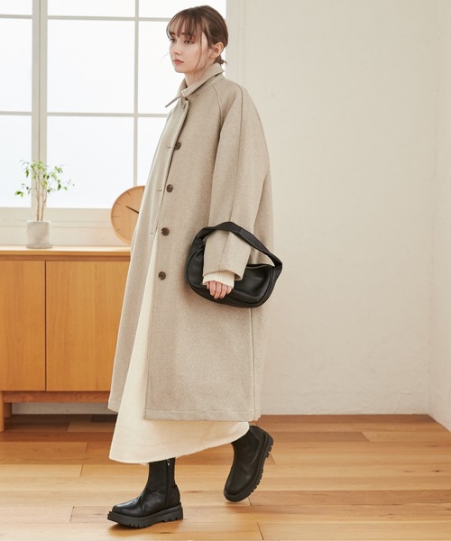 ANGIE（アンジー）の「ウールライクステンカラーコート（ステンカラーコート・レディース・ブラック/杢グレー/ライトベージュ・FREE）」の12枚目の写真