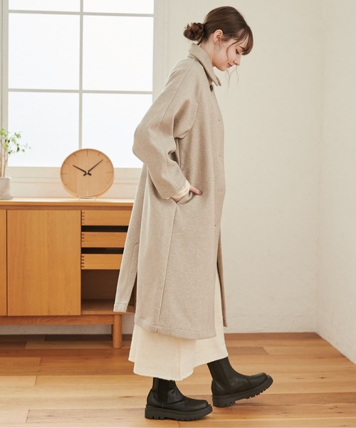ANGIE（アンジー）の「ウールライクステンカラーコート（ステンカラーコート・レディース・ブラック/杢グレー/ライトベージュ・FREE）」の14枚目の写真