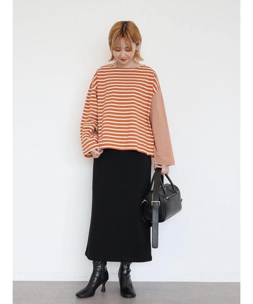 AMERICAN HOLIC(アメリカンホリック)の「ボーダー違いカットプルオーバー(Tシャツ/カットソー・レディース・ブラック/グレー/オレンジ/ミント・M/L)」の7枚目の写真