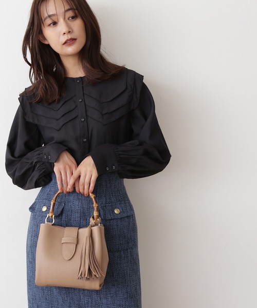 N.（N. Natural Beauty Basic）（エヌエヌナチュラルビューティーベーシック）の「バンブータッセルショルダーバッグ（ショルダーバッグ・レディース・ブラック/グレイッシュベージュ/ブルー・ﾌﾘ-）」の9枚目の写真