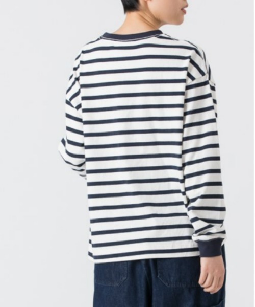 PARROTT CANVAS(パロットキャンバス)の「PARROTT CANVAS/パロットキャンバス ポケットボーダーロングスリーブTシャツ(Tシャツ/カットソー・レディース・ホワイト×ネイビー/その他・S/M/L)」の5枚目の写真