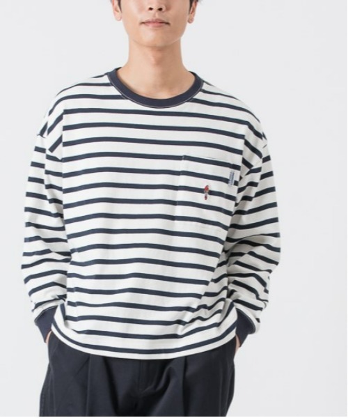 PARROTT CANVAS(パロットキャンバス)の「PARROTT CANVAS/パロットキャンバス ポケットボーダーロングスリーブTシャツ(Tシャツ/カットソー・レディース・ホワイト×ネイビー/その他・S/M/L)」の9枚目の写真