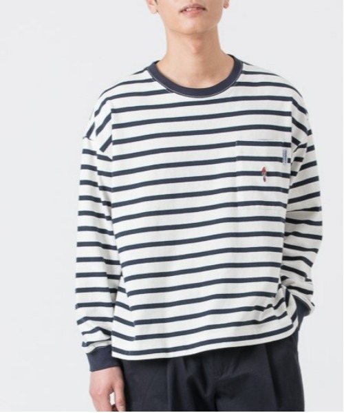 PARROTT CANVAS(パロットキャンバス)の「PARROTT CANVAS/パロットキャンバス ポケットボーダーロングスリーブTシャツ(Tシャツ/カットソー・レディース・ホワイト×ネイビー/その他・S/M/L)」の10枚目の写真