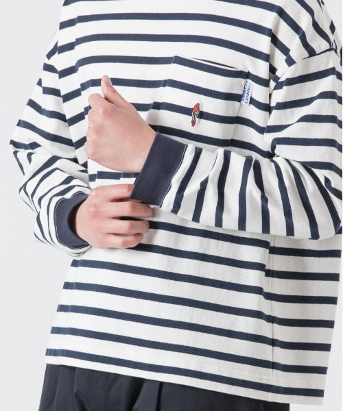 PARROTT CANVAS(パロットキャンバス)の「PARROTT CANVAS/パロットキャンバス ポケットボーダーロングスリーブTシャツ(Tシャツ/カットソー・レディース・ホワイト×ネイビー/その他・S/M/L)」の11枚目の写真