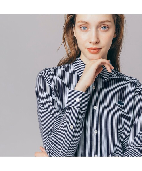 LACOSTE（ラコステ）の「ストライプニットシャツ（シャツ/ブラウス 