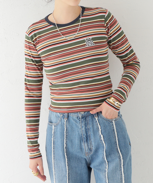 セール】【HUF / ハフ】 CROWN STRIPE JERSEY L/S TOP