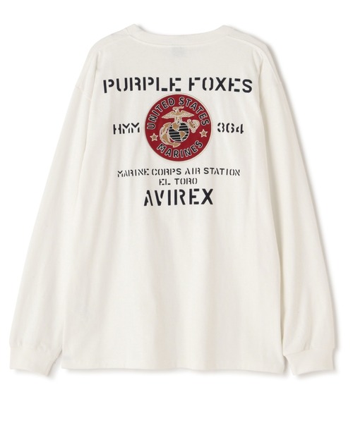 AVIREX（アヴィレックス）の「PURPLE FOXES LONG SLEEVE T-SHIRT / パープル フォックス 長袖 Tシャツ / AVIREX /アヴィレックス（Tシャツ/カットソー・メンズ・オレンジ/ホワイト/ブラック・2XL/L/M/XL）」の2枚目の写真