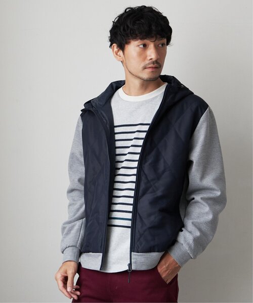 ikka(イッカ)の「sorona(R) コンビ中綿ジップパーカー(ブルゾン・メンズ・ネイビー/ブラック・L/XL/M/S)」の3枚目の写真