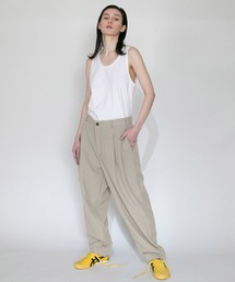 【VOAAOV】 BISHU TUMBLER KERSEY WOOL Tuck Wide Pants