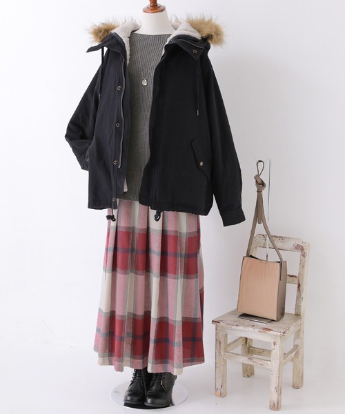osharewalker（オシャレウォーカー）の「【廃盤】『ビッグチェック柄タックスカート』（スカート・レディース・レッド/キャメル/グリーン・1/2）」の9枚目の写真