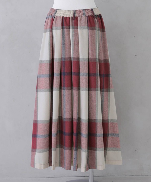 osharewalker（オシャレウォーカー）の「【廃盤】『ビッグチェック柄タックスカート』（スカート・レディース・レッド/キャメル/グリーン・1/2）」の12枚目の写真