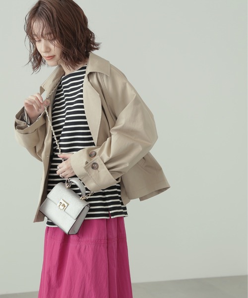 N.(N. Natural Beauty Basic)(エヌエヌナチュラルビューティーベーシック)の「◆ショートトレンチコート(トレンチコート・レディース・オフホワイト/ベージュ/ブルー・MEDIUM)」の11枚目の写真