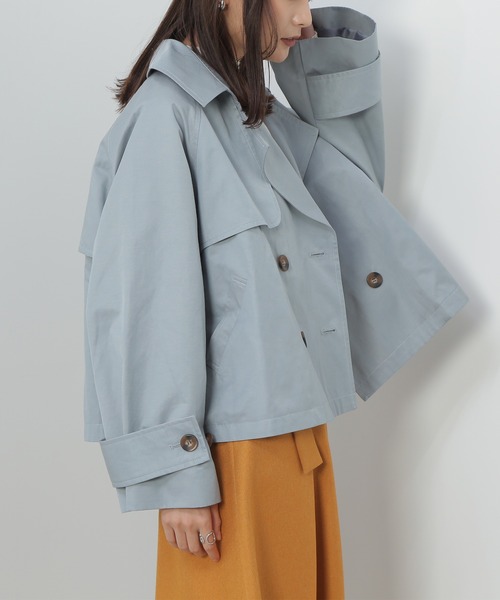 N.(N. Natural Beauty Basic)(エヌエヌナチュラルビューティーベーシック)の「◆ショートトレンチコート(トレンチコート・レディース・オフホワイト/ベージュ/ブルー・MEDIUM)」の6枚目の写真