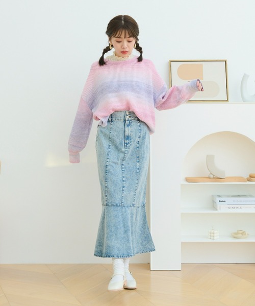 paravion（パラビオン）の「切り替えデニムマーメイドスカート（デニムスカート・レディース・ブルー・FREE）」の9枚目の写真