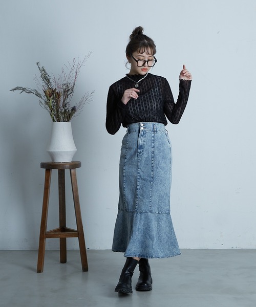 paravion（パラビオン）の「切り替えデニムマーメイドスカート（デニムスカート・レディース・ブルー・FREE）」の4枚目の写真