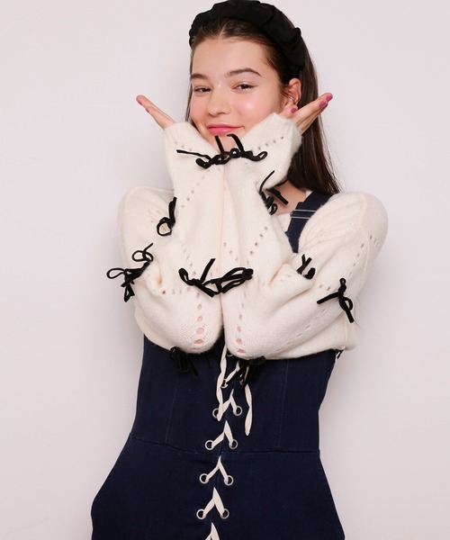 seemi リボンニット　タグ付き新品 Seemi.】リボンニットワンピ | Seemi.by NICE CLAUP(シーミーバイナイ