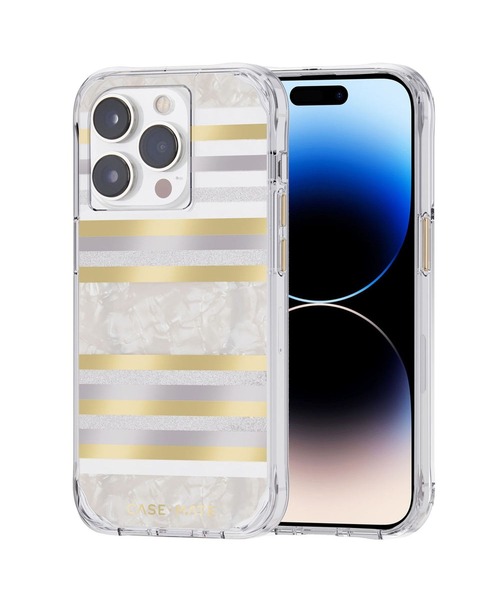 Case-Mate（ケースメイト）の「iPhone14Pro 6.1inch Case-Mate Pearl Stripes MagSafe対応・3.0m落下耐衝撃・抗菌・リサイクル素材（スマホケース/カバー・レディース・シルバー×ゴールド・ONE SIZE）」の5枚目の写真