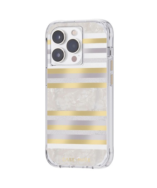 Case-Mate（ケースメイト）の「iPhone14Pro 6.1inch Case-Mate Pearl Stripes MagSafe対応・3.0m落下耐衝撃・抗菌・リサイクル素材（スマホケース/カバー・レディース・シルバー×ゴールド・ONE SIZE）」の3枚目の写真