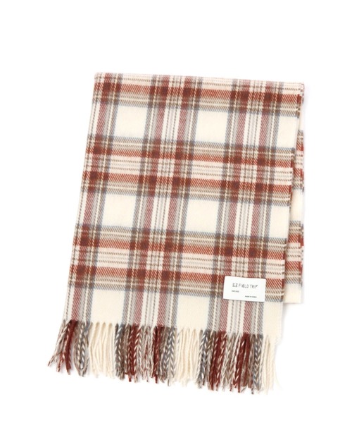 3.3 Field Trip （3.3フィールドトリップ）の「【UNISEX】3.3Field Trip／マルチチェックマフラー　2180758（マフラー・レディース・グレー/アイボリー/レッド・FREE）」の2枚目の写真