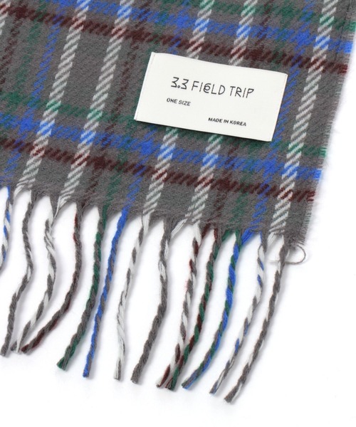 3.3 Field Trip （3.3フィールドトリップ）の「【UNISEX】3.3Field Trip／マルチチェックマフラー　2180758（マフラー・レディース・グレー/アイボリー/レッド・FREE）」の7枚目の写真