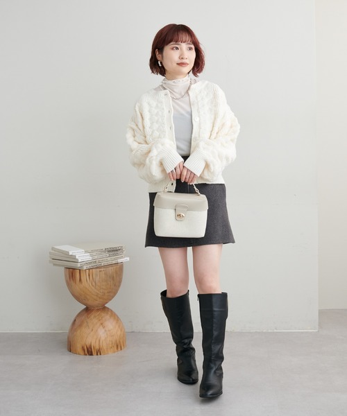natural couture(ナチュラルクチュール)の「ぽこぽこ編み2WAYニットカーディガン(カーディガン/ボレロ・レディース・イエロー/ピンク/オフホワイト/ブラック・FREE)」の22枚目の写真