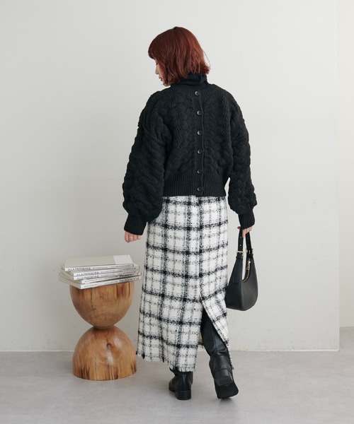 natural couture(ナチュラルクチュール)の「ぽこぽこ編み2WAYニットカーディガン(カーディガン/ボレロ・レディース・イエロー/ピンク/オフホワイト/ブラック・FREE)」の9枚目の写真