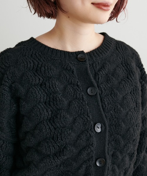 natural couture(ナチュラルクチュール)の「ぽこぽこ編み2WAYニットカーディガン(カーディガン/ボレロ・レディース・イエロー/ピンク/オフホワイト/ブラック・FREE)」の18枚目の写真