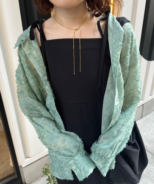 nemne store（ネンネストア）の「【低身長用サイズあり】フリンジジャガード花柄シアーシャツ（シャツ/ブラウス・レディース・ブルー/アイボリー/ピンク・SMALL/MEDIUM）」の8枚目の写真