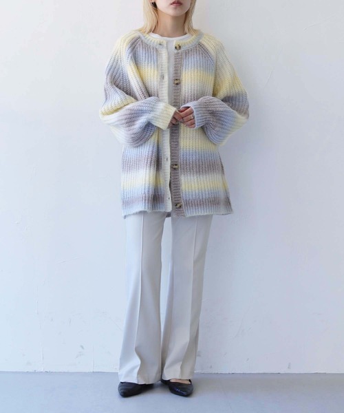 vingtrois（バントロア）の「【vingtrois】グラデーションニットカーディガン（カーディガン/ボレロ・レディース・オレンジ/アイボリー/ブルー・M）」の22枚目の写真