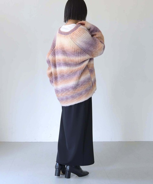 vingtrois（バントロア）の「【vingtrois】グラデーションニットカーディガン（カーディガン/ボレロ・レディース・オレンジ/アイボリー/ブルー・M）」の12枚目の写真